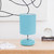 Mini Round Rock Ceramic Table Lamp with Drum Shade - 10.25" - Blue - IMAGE 2