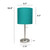 Contemporary Brushed Steel Bedside Table Desk Lamp with Drum Shade - 19.5" - Silver and Teal Blue - IMAGE 4