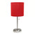 Contemporary Brushed Steel Bedside Table Desk Lamp with Drum Shade - 19.5" - Silver and Red - IMAGE 1