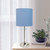 Brushed Steel Bedside Table Desk Lamp with Drum Shade - 19.5" - Silver and Blue - IMAGE 2