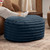 Large Plush Ribbed Faux Fur Pouf Ottoman - 35" - Midnight Blue - IMAGE 3