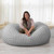 Ribbed Faux Fur Bean Bag Loveseat - 64" - Gray - IMAGE 3