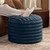 Plush Ribbed Faux Fur Pouf Ottoman - 22" - Midnight Blue - IMAGE 3
