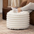 Plush Faux Fur Ribbed Pouf Ottoman - 22" - Cream - IMAGE 2