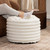 Plush Faux Fur Ribbed Pouf Ottoman - 22" - Cream - IMAGE 6