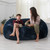 Plush Faux Fur Ribbed Bean Bag Loveseat - 64" - Midnight Blue - IMAGE 3