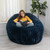 Large Plush Faux Fur Ribbed Bean Bag Chair - 60" - Midnight Blue - IMAGE 4