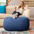 Oval Plush Faux Shearling Pouf Ottoman - 32” - Blue - IMAGE 3