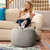 Small Plush Shearling Round Pouf Ottoman - 20” - Gray - IMAGE 3