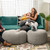 Small Plush Shearling Round Pouf Ottoman - 20” - Gray - IMAGE 4