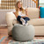 Small Plush Shearling Round Pouf Ottoman - 20” - Gray