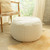 Large Faux Shearling Plush Round Pouf Ottoman - 25” - White - IMAGE 2