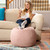 Small Shearling Handcrafted Round Pouf Ottoman - 20” - Pink - IMAGE 3