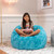 Kids Round Faux Fur Bean Bag Chair - 3' - Turquoise Blue - IMAGE 3