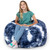 Round Abstract Faux Fur Kids Bean Bag Chair - 3' - Blue and White - IMAGE 4