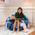 Abstract Faux Fur Bean Bag Chair - 4' - Blue and White - IMAGE 5