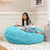 Textured Plush Faux Fur Bean Bag Chair - 4' - Turquoise Blue - IMAGE 3