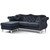 Tufted Velvet Chesterfield Sectional Sofa with Throw Pillows - 81" - Black - IMAGE 2