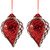 Sequined and Checkered Teardrop Christmas Ornaments - 4.75" - Red  - Set of 2 - IMAGE 3