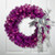 Pre-Lit Tinsel Artificial Christmas Wreath - 24" - Purple - Clear Lights - IMAGE 1