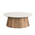 Oval Wood Coffee Table with Marble Top - 47" - Brown and White - IMAGE 2