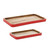Rectangular Wooden Trimmed Christmas Serving Tray - 16" - Brown and Red - Set of 2 - IMAGE 1