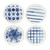 Coastal Tie Dye Ceramic Serving Plate - 7" - Blue and White - Set of 4 - IMAGE 1