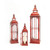Set of 3 Red Cut Outs Pillar Candle Lanterns 37" - IMAGE 1