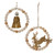 Beaded Wood Tree and Deer Christmas Ornaments - 5.5" - Gold and Beige - 6ct - IMAGE 1