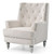 Velvet Upholstered Tufted Back Accent Chair - 37" - Cream - IMAGE 2
