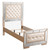 Diamond Tufted Upholstered Mirrored Twin Panel Bed - 80" - Beige - IMAGE 1