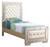 Diamond Tufted Upholstered Mirrored Twin Panel Bed - 80" - Beige - IMAGE 2