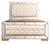 Diamond Tufted Upholstered Mirrored Full Panel Bed - 87" - Beige - IMAGE 1