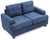 Flared Arm Microfiber Tufted Straight Sofa - 58" - Navy Blue - IMAGE 3