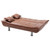 Faux Leather Tufted Straight Armless Sofa with Pillows - 74" - Brown - IMAGE 3