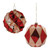 Harlequin Glass Christmas Ball Ornaments - 5" (127mm) - Red and Gold - 6ct - IMAGE 1