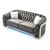 Button Tufted Flared Arm Velvet Straight Sofa with LED Lights - 94" - Gray - IMAGE 3