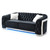 Button Tufted Flared Arm Velvet Straight Sofa with LED Lights - 94" - Black - IMAGE 2
