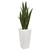4' Artificial Silk Sansevieria Plant with White Tower Planter - IMAGE 1
