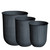 Stripe Glazed Planter Pots - 19.5" - Black - Set of 3 - IMAGE 1