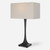 Tapered Cast Iron Table Lamp with Rectangular Shade - 29.5" - Black and Cream - IMAGE 2