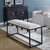 Upholstered Iron Bench - 47" - Black and White - IMAGE 1