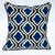 Moroccan Lattice Square Cotton Throw Pillow - 20" - Blue and White - IMAGE 1
