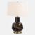 Smoky Textured Glass Table Lamp with White Drum Shade - 23.5" - Charcoal Black - IMAGE 1