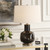 Smoky Textured Glass Table Lamp with White Drum Shade - 23.5" - Charcoal Black - IMAGE 2