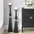 Tapered Wood and Seeded Glass Floor Pillar Candle Holder - 36" - Black - Set of 2 - IMAGE 1