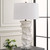 Ceramic Deep Ridge Table Lamp with White Tapered Hardback Shade - 32.5" - White - IMAGE 3