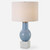 Seeded Glass Table Lamp with White Round Drum Shade - 28" - Sky Blue - IMAGE 1