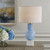 Seeded Glass Table Lamp with White Round Drum Shade - 28" - Sky Blue - IMAGE 2