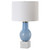 Seeded Glass Table Lamp with White Round Drum Shade - 28" - Sky Blue - IMAGE 4